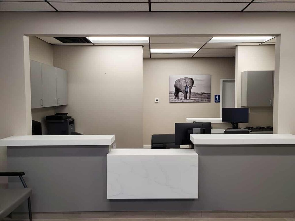 a front desk at ALB Pain Management & Spine Care clinic