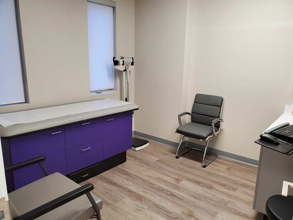a consultation room at ALB Pain Management & Spine Care