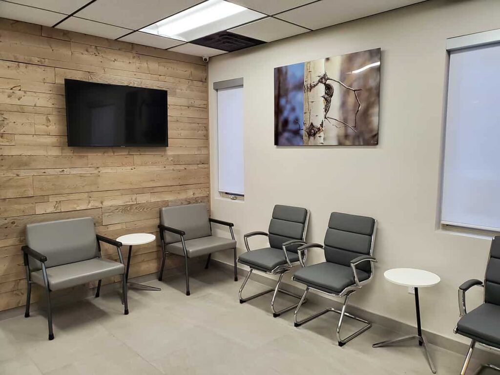 a waiting area at ALB Pain Management & Spine Care clinic